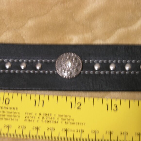 Roper Black Leather Rhinestone Cross Buckle with Rhinestone accents XXL  46 inch - Picture 6 of 8